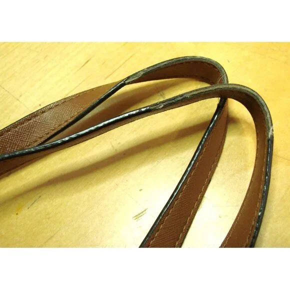 Michael Kors Black Nylon Tote Shoulder Bag Brown Trim Faux Leather Edging Purse - Picture 8 of 12